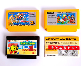 Lot 3 Famicom Super Mario Bros 1, 3 Pac-Land Set Retro Game FC Japanese Version