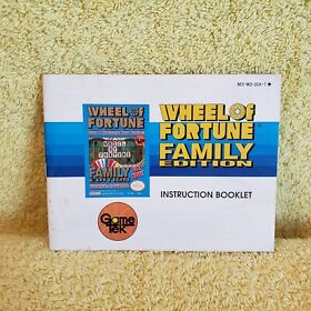 Wheel of Fortune Family Edition Instruction Manual Only Nintendo NES 
