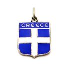 Vintage 950 Sterling Silver Enamel Greece Coat of Arms Shield Charm *Error*