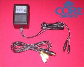 AC Adapter Power Supply & AV TV Cable for NEC PC Engine Core Grafx 1 & 2 (READ)