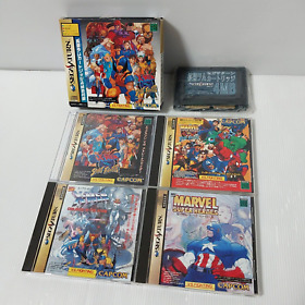 Lot of 4 Marvel Super Heroes X-MEN STREET FIGHTER games Sega Saturn SS from jp