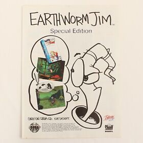 Vintage ‘Earthworm Jim’ SEGA CD Original Print Ad Advertisement from 1995