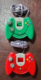 Lot of 2 Wired Sega Dreamcast Astropad Performance Controllers Red & Green