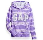 Gap Kids Girls Small 6/7 Purple Tie Dye Hoodie Logo Pullover Terry Cloth NEW