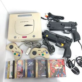 Sega Saturn  white Console Japanese system 2 Virtua Gun controller 5 game bundle