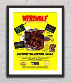 Póster publicitario promocional brillante de Werewolf The Last Warrior Nintendo NES G2524 sin marco