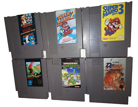 Lote de 6 juegos Nintendo NES Super Mario Bros Duck Hunt Ninja Turtles Golf probado