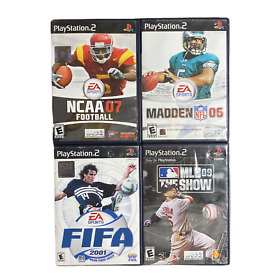 Playstation 2 Video Game Lot NCAA Football 2007 Madden 2006 FIFA 2001 MLB 09