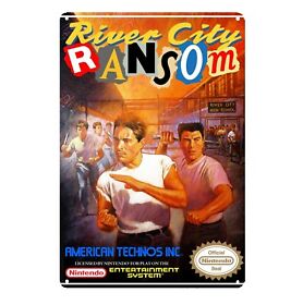 Video Game Metal Poster Tin Sign Wall Decoration River City Ransom Nintendo Nes