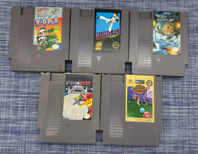 Lote de 5 juegos de Nintendo NES que incluyen Kungfu, Sky Shark Side Pocket Pinball - Leer