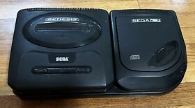 Sega CD Model 2 Console Only w/Genesis UNTESTED AS-IS For Parts