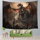 Medieval Dragon Castle War Tapestry Wall Hanging Large Fabric Gothic Room Decor