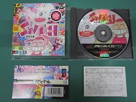 Mega CD -- Switch -- spine card & caution sheet. Sega Genesis. JAPAN GAME. 13389