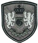 Silver Black Rampant Lion Crown Coat of Arms Crest Letter G Embroidery Patch