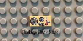LEGO Tan Tile with Car Truck Boat Airplane Vehicle Gauges Pattern 8434 2995 5986