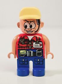 Lego Duplo Toolo Minifigure 4555pb139 ACTION WHEELER Mechanic Driver Red 2913