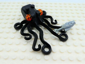 Lego Black Octopus Sea Animal 6086 with Silver Fish
