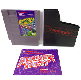 Monster Party w/ MANUAL & SLEEVE CLEANED & TESTED AUTHENTIC NES Game Cart