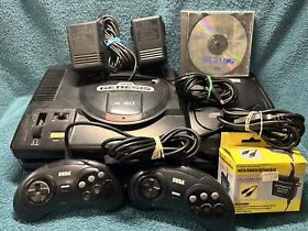 Sega Genesis System And Sega CD Add On 2 Controllers Game Cords Tested Works