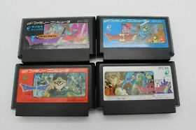 Lot of 4 Famicom Dragon Quest Warrior I II III IV 1 2 3 4 Japan Import Nintendo