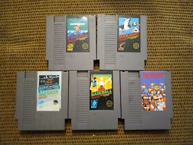 Nintendo Lot Of 5 NES Games Dr. Mario, Duckhunt, Pinball, RadRacer, & Baseball!