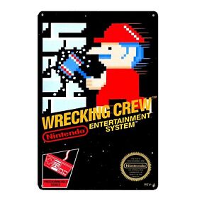 Cartel de metal retro para videojuegos Mario Wrecking Crew Nintendo Nes 20*30 cm