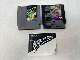 Lot of 2 Extreme Sports Skate or Die 1 & 2  NES 1988  Both tested and Working