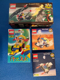 4 Lego NISB. 5921Research Glider/2187Freestyle/1265Moon Buggy/1266Space Probe.