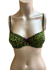 L'AGENT BY AGENT PROVOCATEUR Womens Bra Carolina Leopard Green Black Size 32B