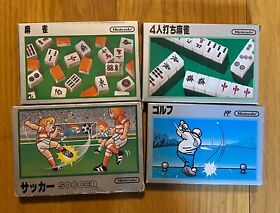Golf Soccer Mah-Jong 4 Player Famicom Silver Box Japan Nintendo 4 Game Lot
