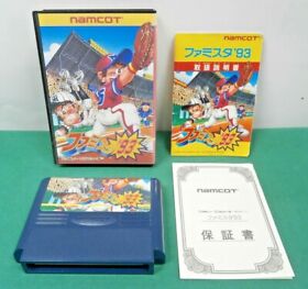 NES - FAMISUTA '93 PRO YAKYUU FAMILY STADIUM - Boxed. Famicom. Japan Game. 13096