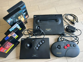 SNK Neo Geo Neogeo AES ROM Console System with Stick Controller x2, 5Games Set