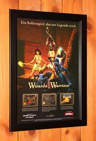 2000 Wizards & Warriors NES PC Mini Rare Werbeblatt Gerahmt Poster Ad Framed