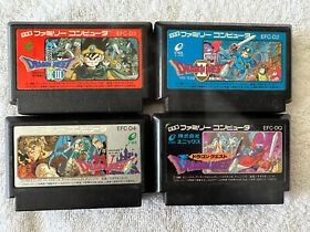 Dragon Quest 1-4 WHOLESALE LOT of 4 Nintendo NES Famicom Cartrige lot set