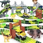 Dinosaur Toys-187 Pcs Create A Dinosaur World Road Race-Flexible Track Playset