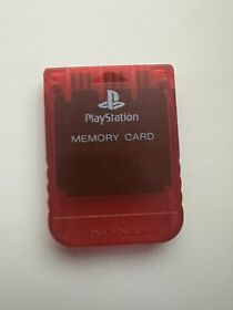 Official Sony PlayStation 1 PS1 Authentic Memory Card OEM Tested PSOne Red