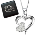 Damen Halskette mit Herz echt 925 Silber Gravur Schmuck Box für Frauen Geschenk