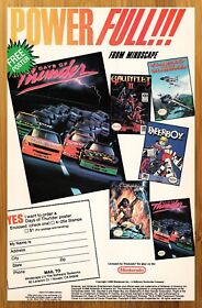 1989 NES Nintendo Juegos Retro Impreso Anuncio/Póster Days of Thunder Paperboy Guantelete