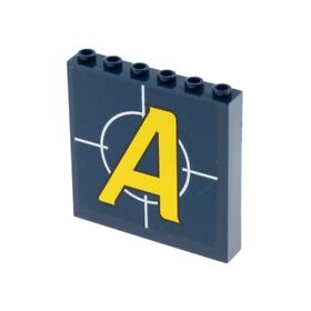 1x LEGO Panels 1x6x5 Dark Blue Wall Agents Logo 8635 59349pb013