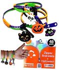 UpBrands 48 Halloween Party Favors For Kids Zipper Bracelets Bulk Set, 48 Pack