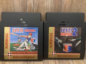Nintendo NES RBI Baseball 1 & 2 Tengen Cart Only Tested Authentic
