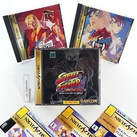 Lot 3 SS Street Fighter Zero 1 2 Collection Set Sega Saturn Capcom Game w/Spines