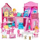 Lucky Doug Doll House for Girls Toddlers Kids, DIY Dollhouse Girl Toys with D...