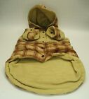 SCENEREAL Dog Coat Jacket Winter Size Large Brown/Tan Plaid W/Removable Hood