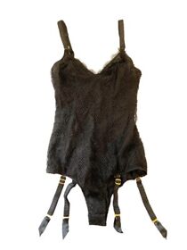 AGENT PROVOCATEUR Womens Bodysuit Lace Fishnet Elegant Black Size S