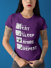 EAT SLEEP ANIME REPEAT cooles Manga geschenk lustig Damen Bio Baumwolle T-Shirt