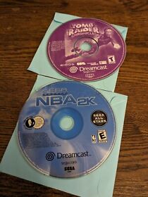 Tomb Raider: Chronicles & NBA 2k (Sega Dreamcast 2000) Tested Works. Discs Only 