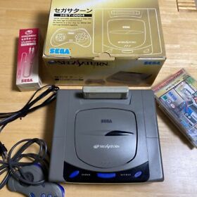 Sega Saturn HST-0004 Home Console Gray + 4 Games + Memory Working from Japan F/S