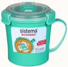 Sistema Microwave Soup mug Cookware Cup Noodles Bowl Storage Lid BPA Free aqua