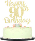 LVEUD 90th Birthday Cake Topper for Happy Birthday, 90 Golden Flash 90th Cake To